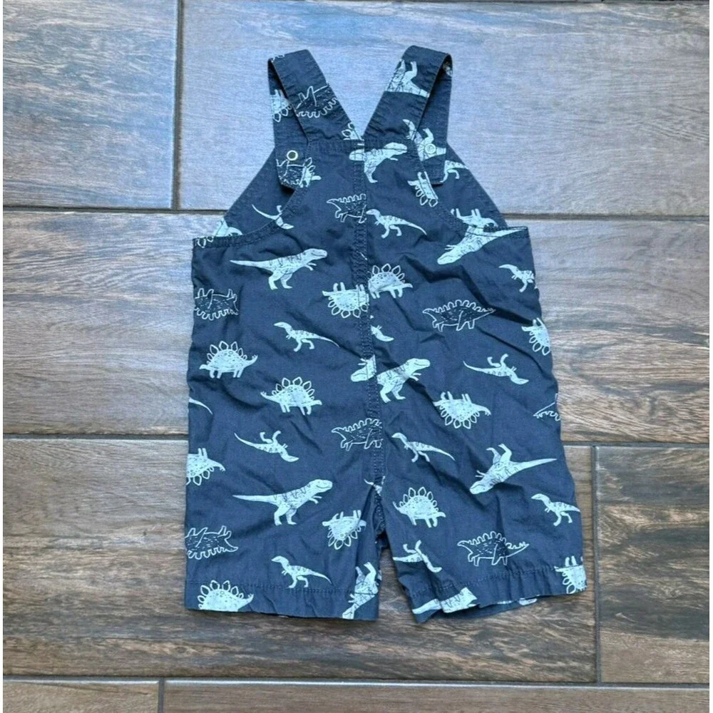 Carter's Dinosaur Overalls Shortalls Gray Size 12M Snaps